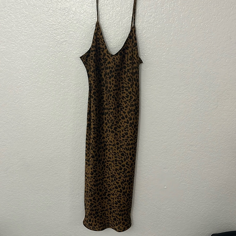 Cheetah silk midi dress